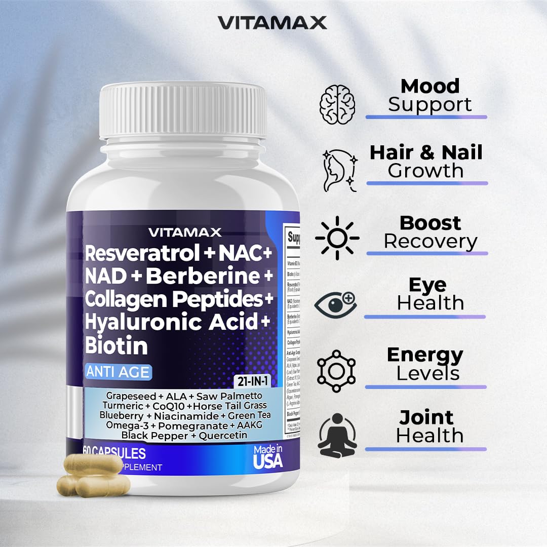 Biotine et collagène Vitamax, cheveux, ongles et peau en focus.