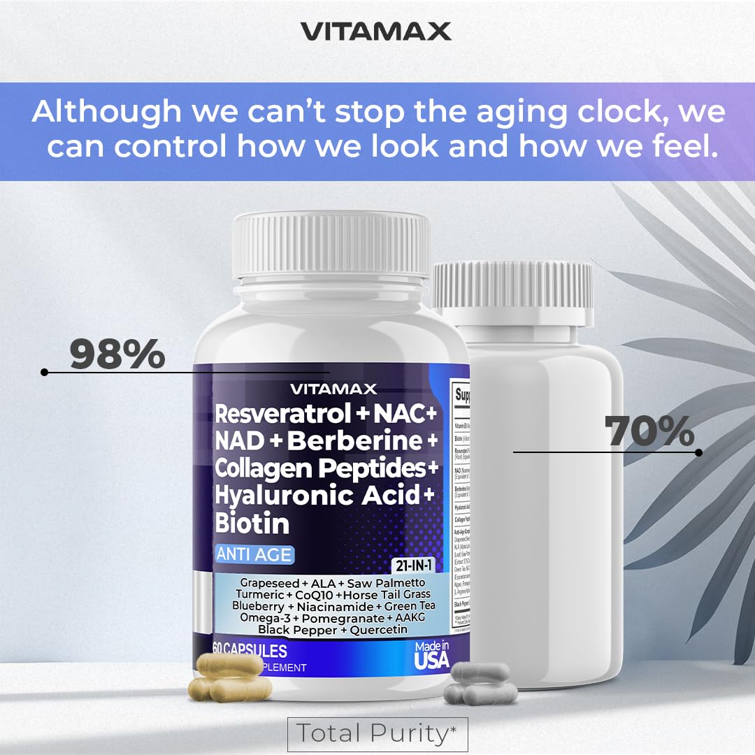 Étiquette Vitamax indiquant fabrication aux États-Unis et contrôle qualité.