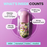 Vitamax: gélules Biotine-Collagène-Kératine prêtes à renforcer les cheveux.