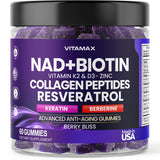 Gomme Vitamax NAD, résveratrol et berbérine pour énergie et éclat durable.
