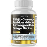 Vitamax Pure Shilajit – bouteille et capsules, énergie naturelle potentielle.