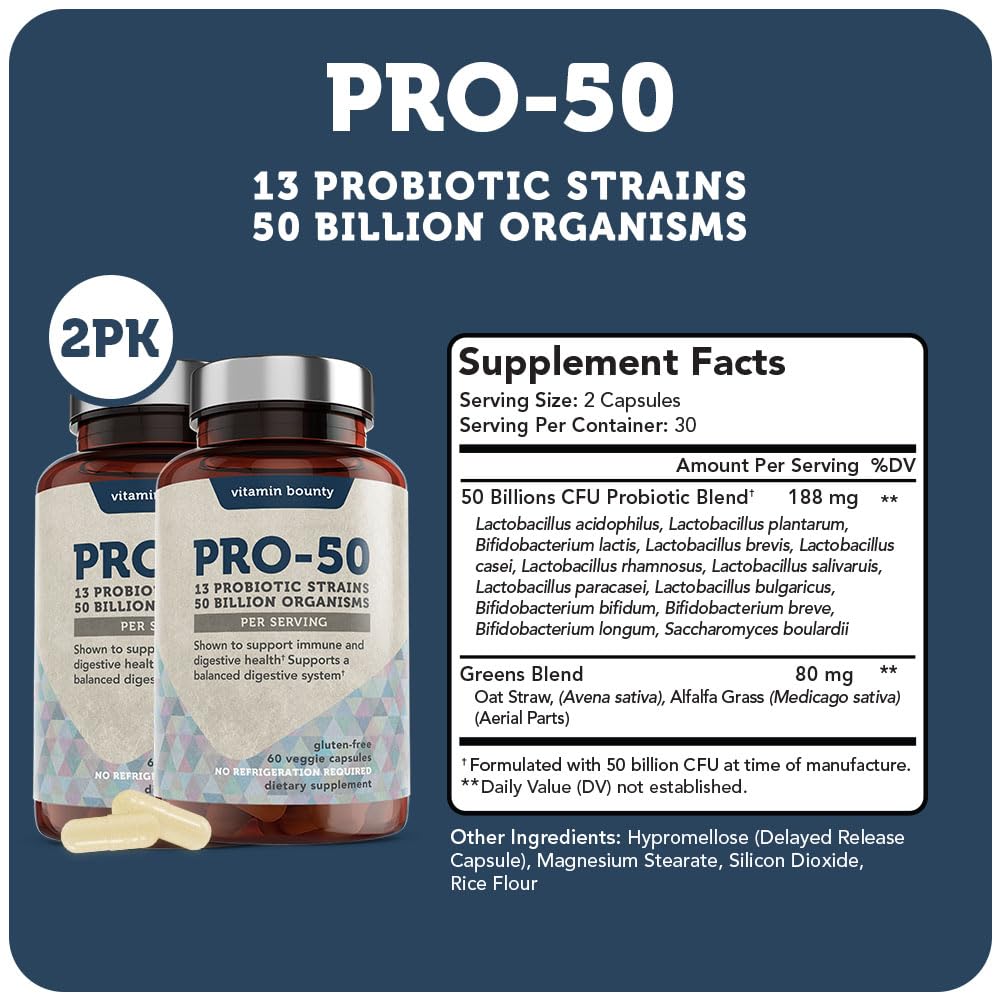Capsules liberation retardee Vitamin Bounty Pro-50 prêtes a etre consommées