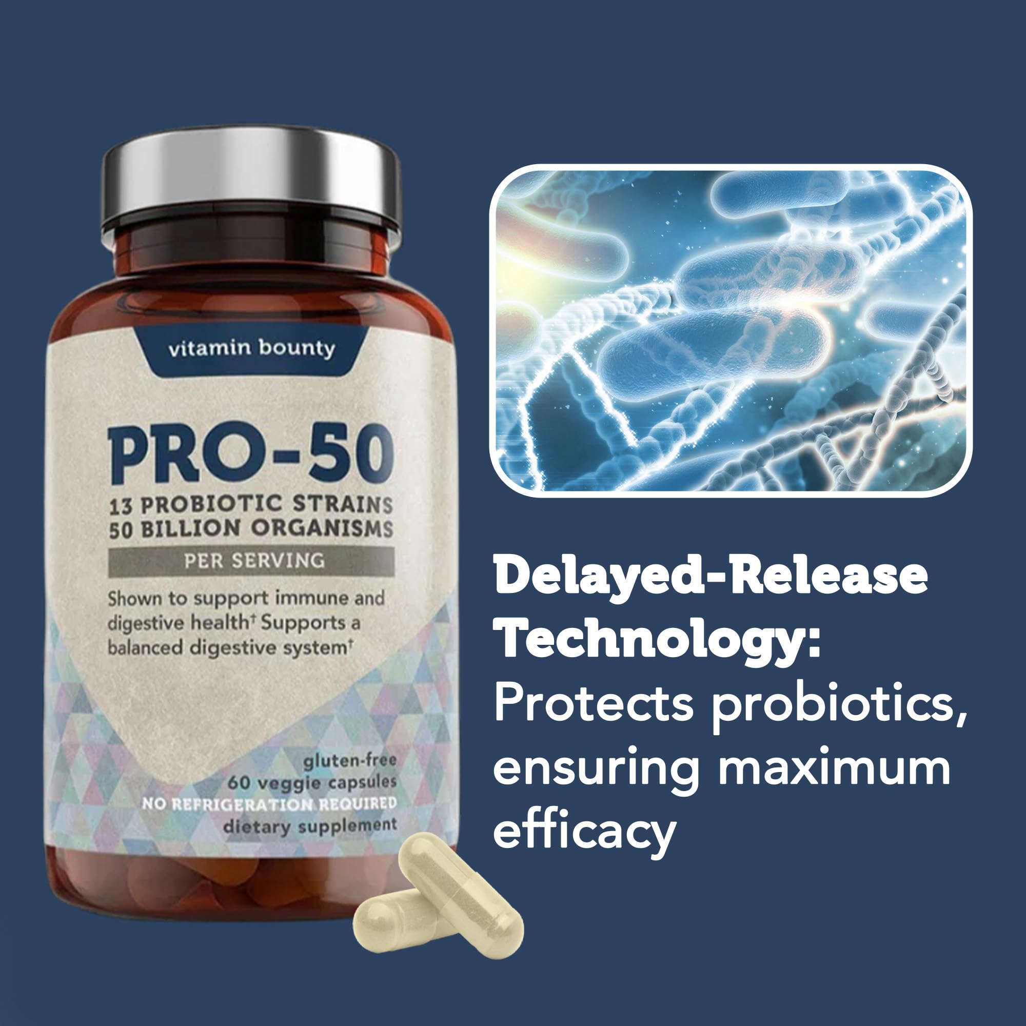 Emballage double Vitamin Bounty Pro-50, pratique pour deux mois