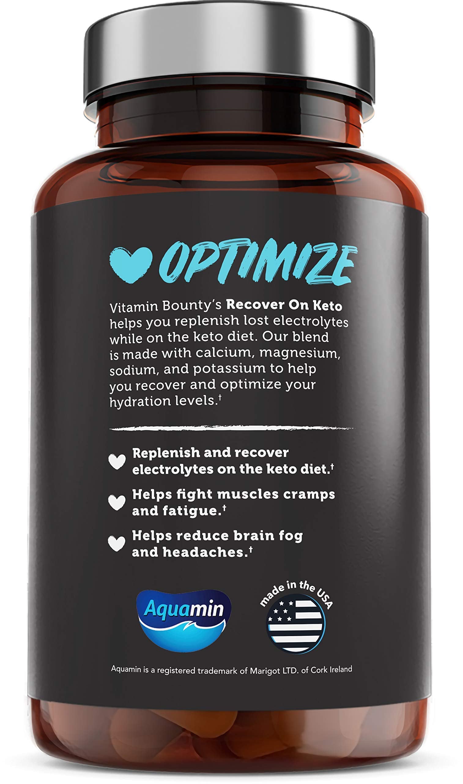 Capsules céto Vitamin Bounty, comprimés portables pour récupération rapide.