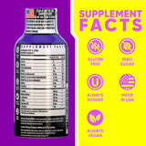 Vitamin Energy Focus+ ampoule énergétique baie vue arrière, étiquette et composition visibles.