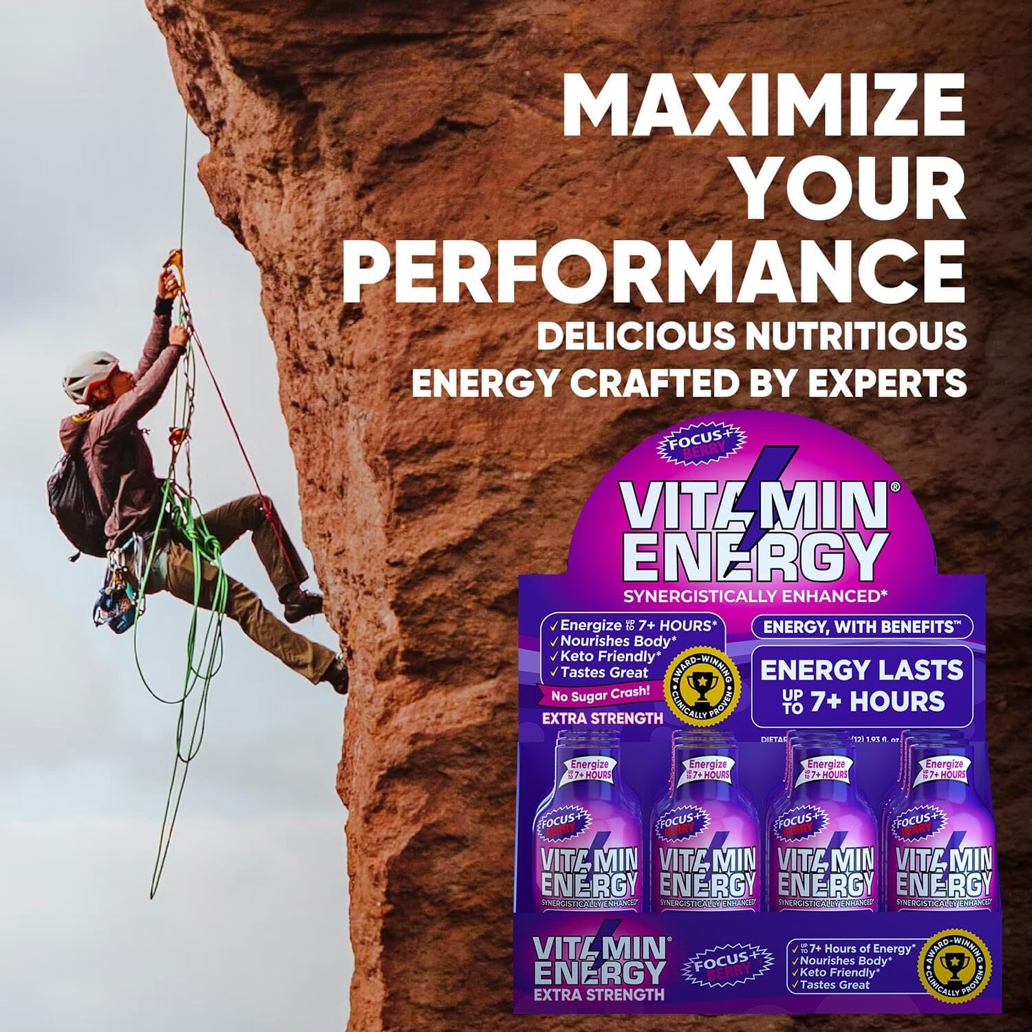 Vitamin Energy Focus+ ampoule énergétique baie sans sucre, option saine.