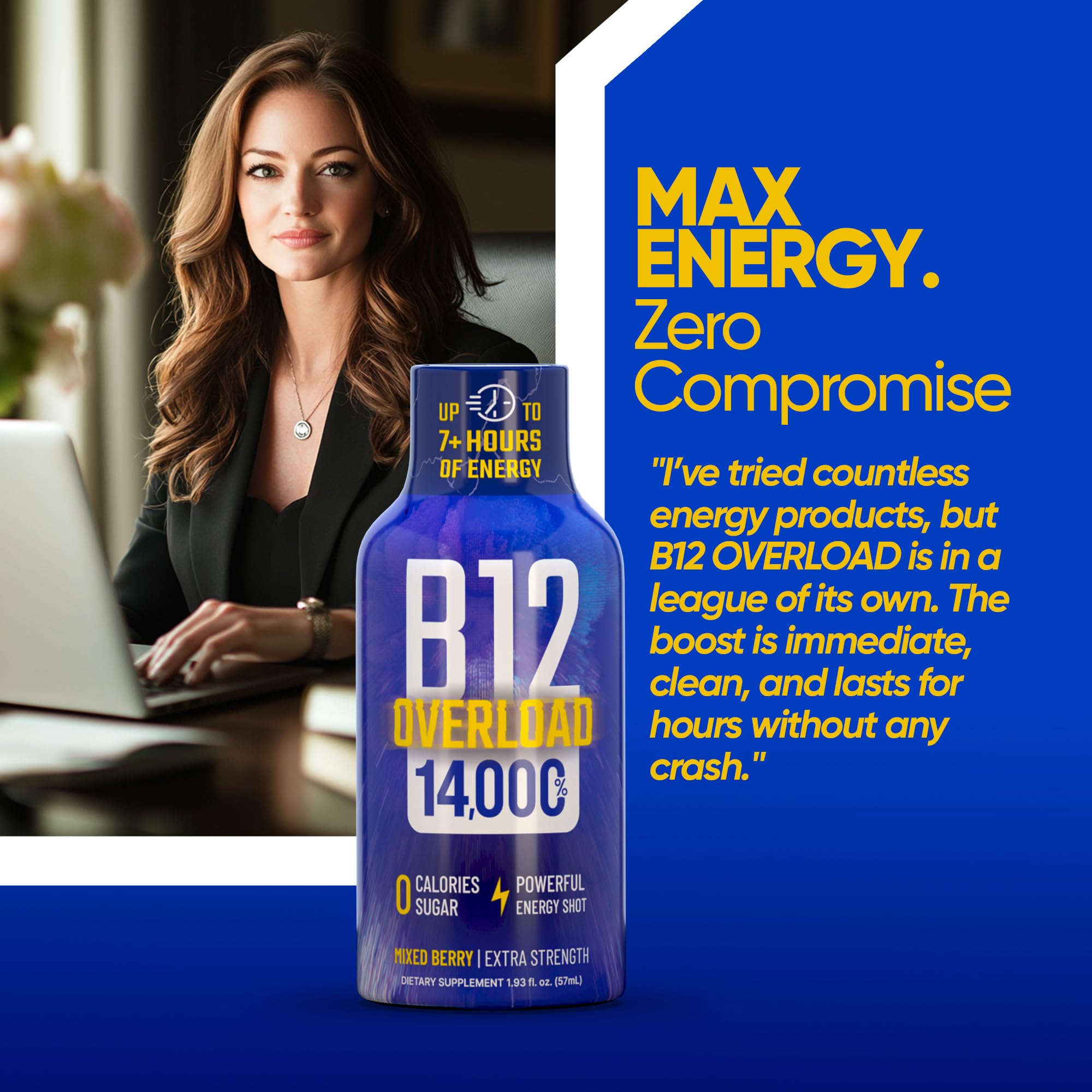 Vitamin Energy B12 Overload – emballage carton 24, énergie pratique en lot.