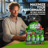 Mention zéro sucre sur l'emballage Vitamin Energy Focus+ Shot raisin.