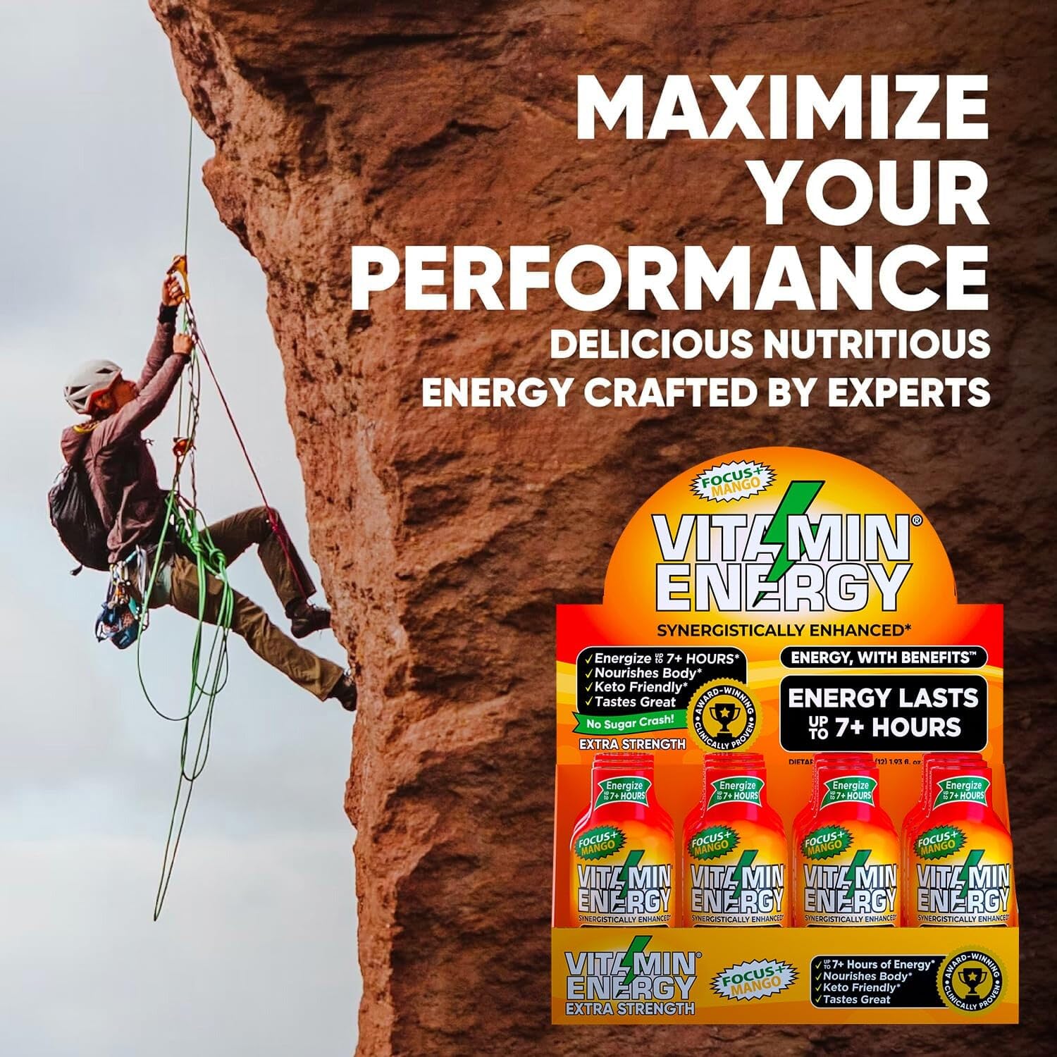 Utilisation au bureau du Vitamin Energy Focus+ shot mangue.