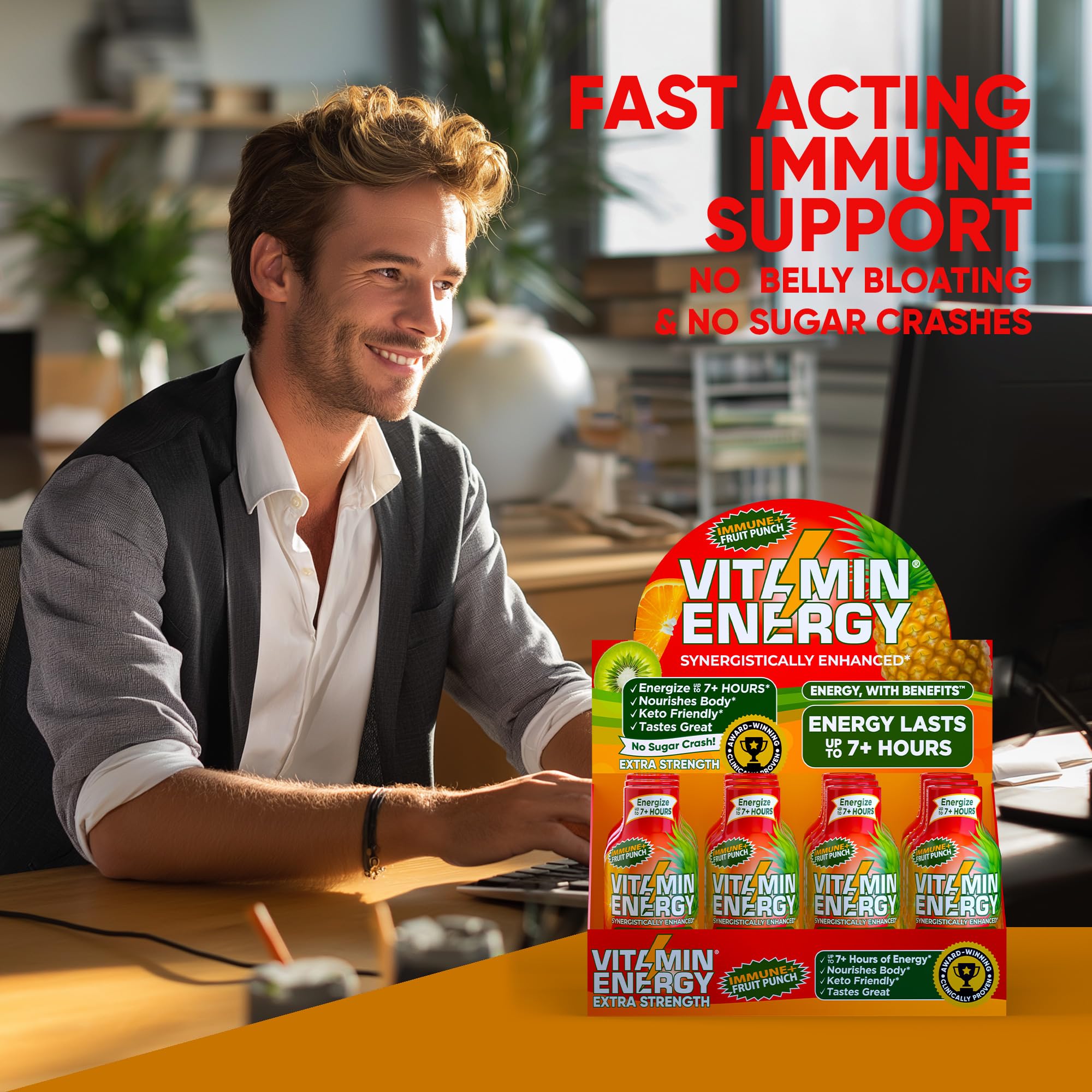 Vitamin Energy Extrait de thé vert, soutien immunitaire et énergie naturelle.