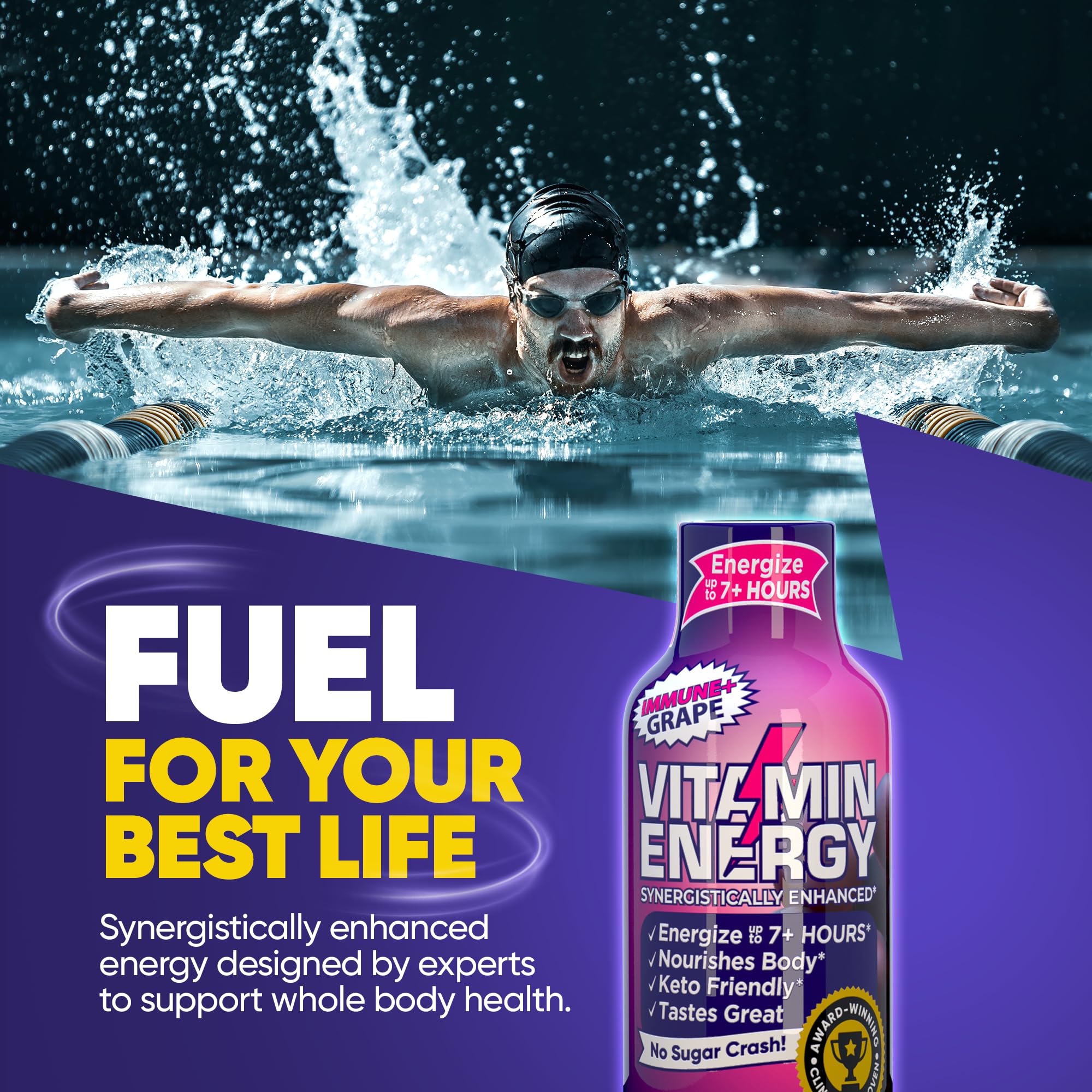 Énergie durable et concentration améliorée avec Vitamin Energy Immunité+ Shot.