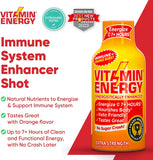 Arrière d'étiquette Vitamin Energy Immune+ détaillant éléments et utilisation.