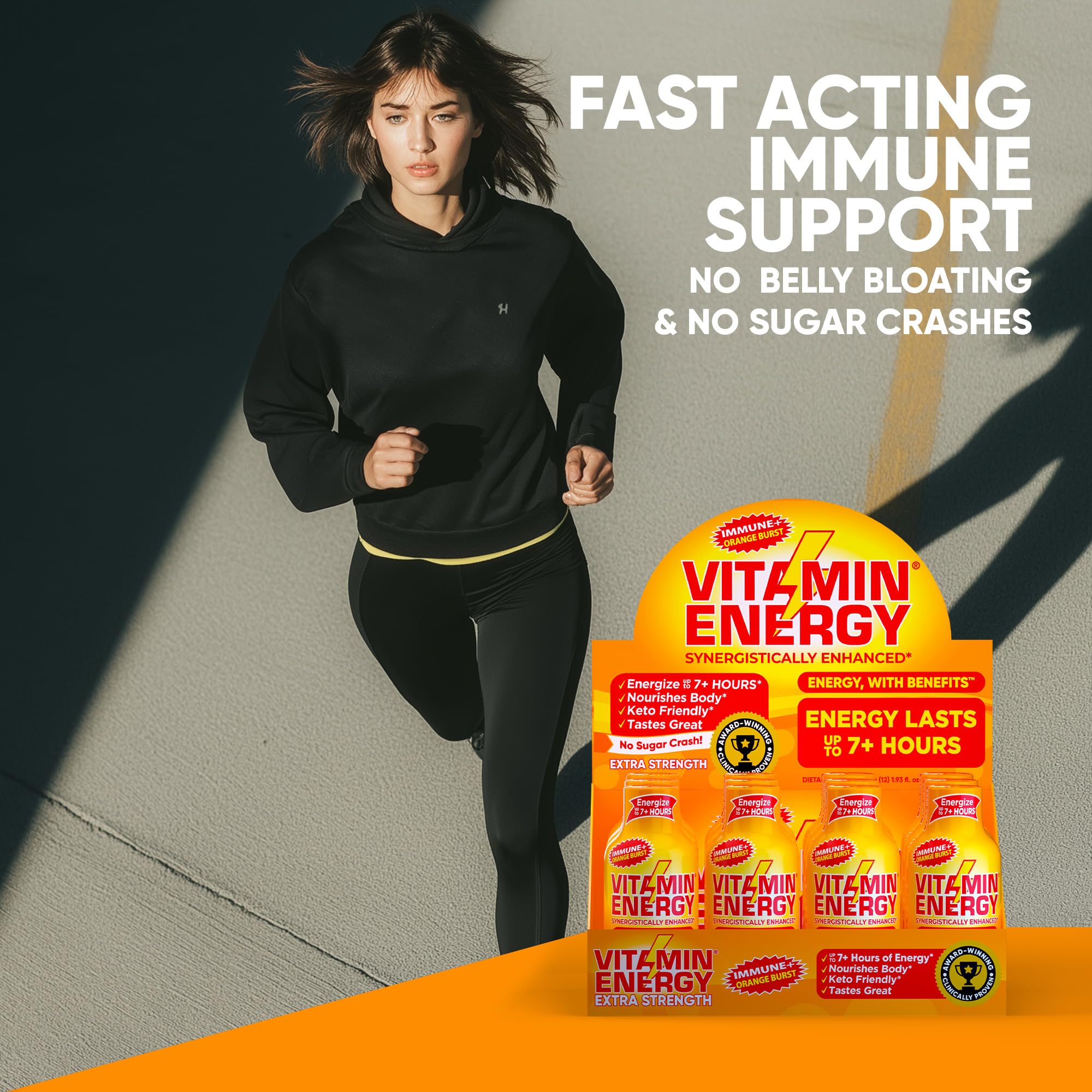 Tableau nutritionnel Vitamin Energy Immune+ mentionnant caféine naturelle.