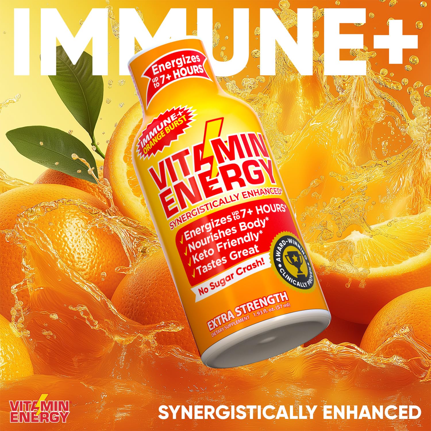 Verre avec Vitamin Energy Immune+ pour une pause énergie sans sucre.