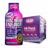 Vitamin Energy Immune Plus Shot goût raisin, bouteille prête à l’emploi pour une énergie durable.