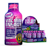 Vitamin Energy Immune+ Shot raisin en bouteille, énergie durable et focus possible.