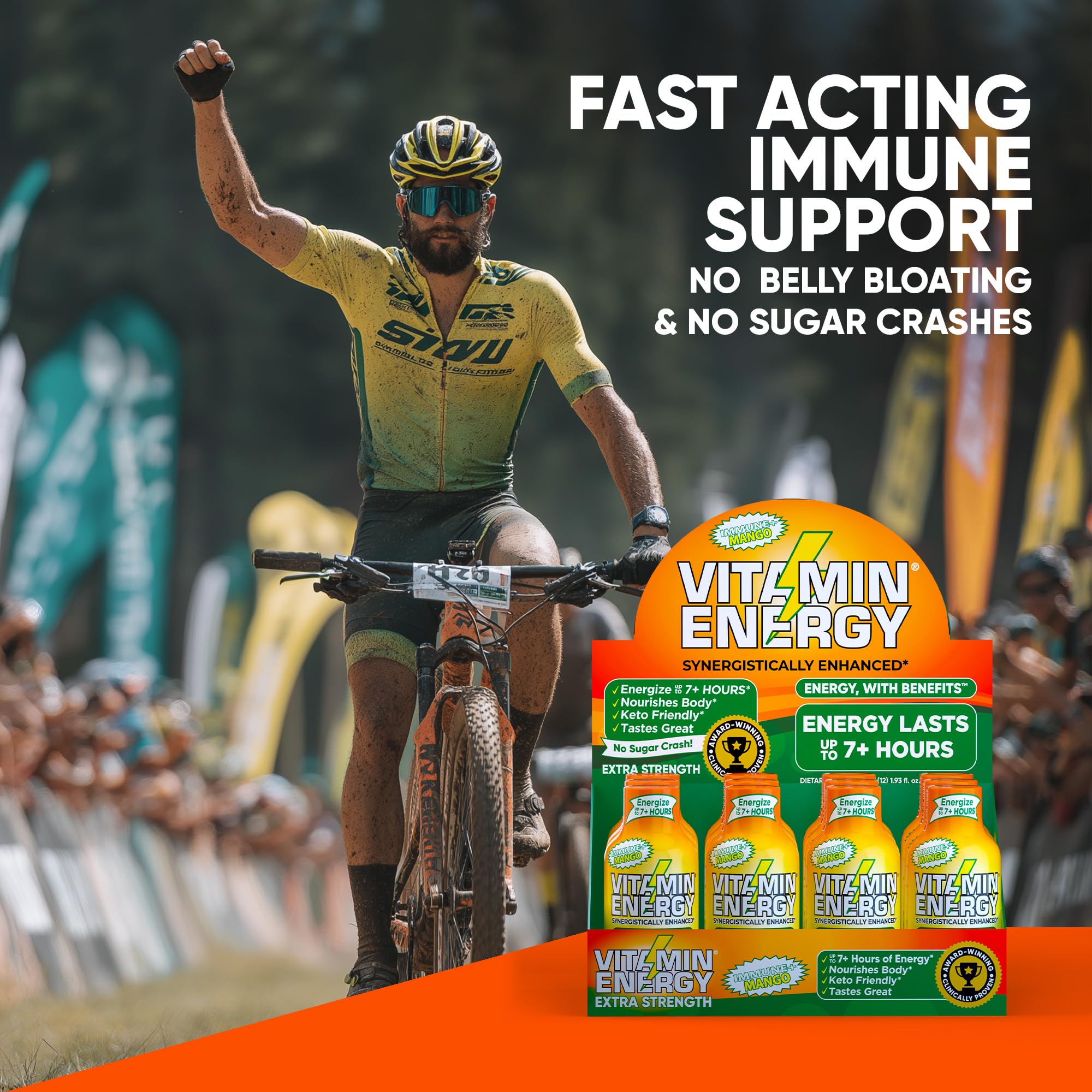 Bouchon portable dose mangue Vitamin Energy Immunite Plus format pratique.