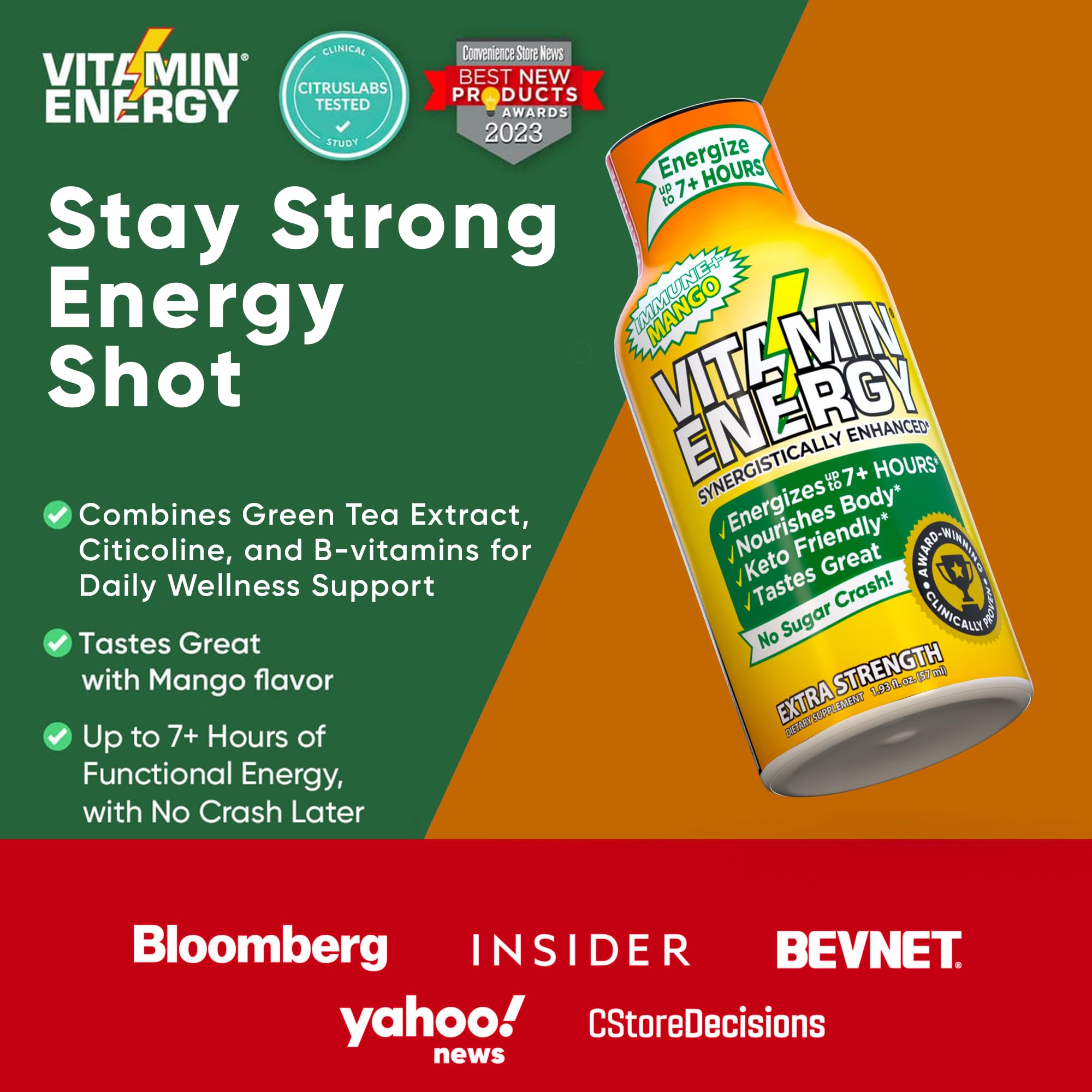 Étiquette Vitamin Energy Immunite Plus dose mangue informations nutritionnelles visibles.