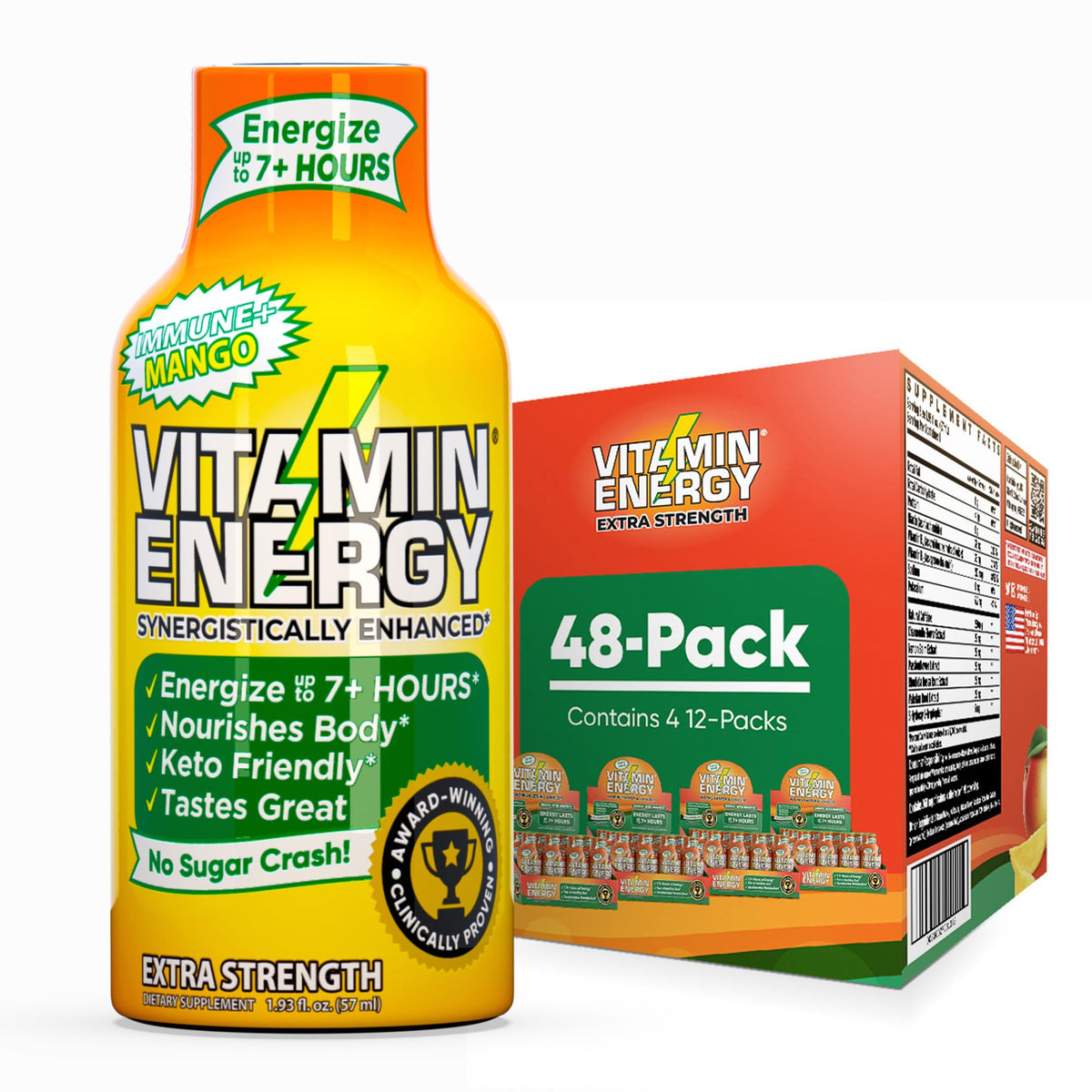 Vitamin Energy Immunite Plus dose mangue paquet 48: énergie durable toute la journée.