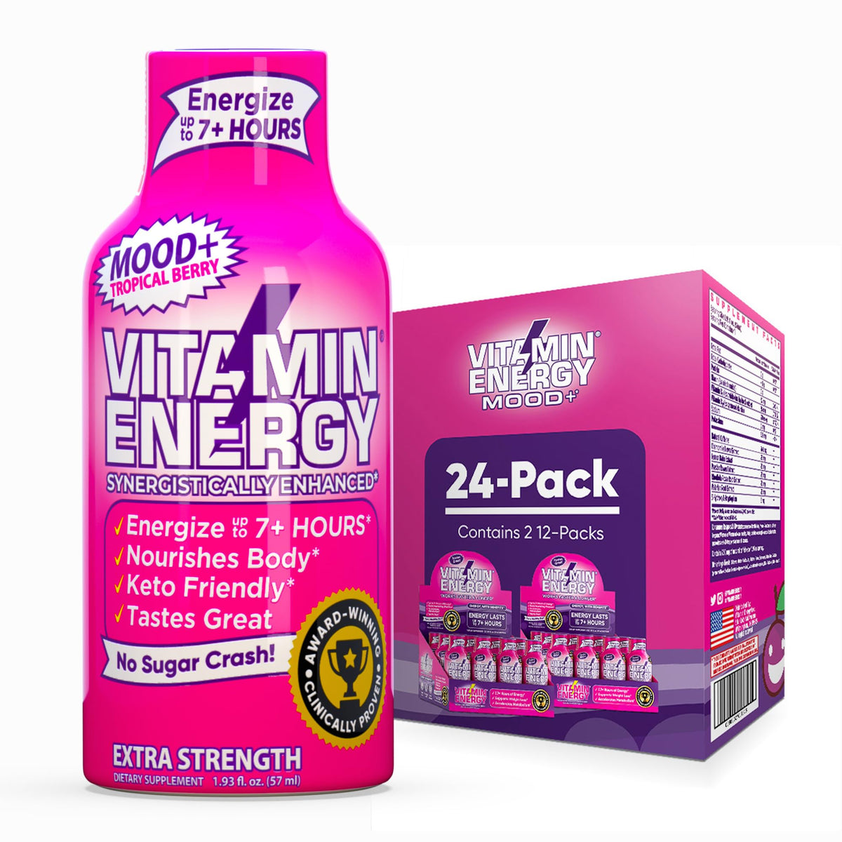 Vitamin Energy Mood+ shot énergie Tropical Berry pour un coup de boost rapide