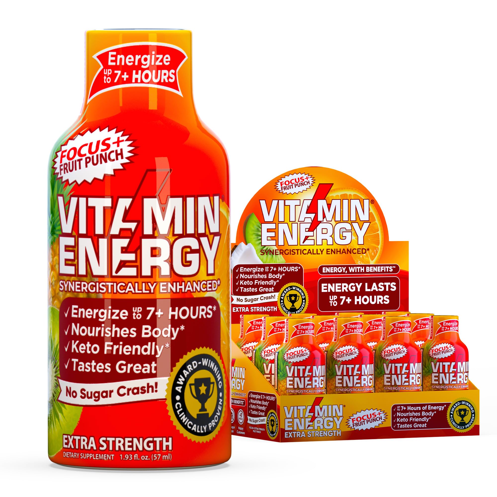 Vitamin Energy Focus+ Shot concentration-punch-fruits, énergie durable et concentration accrue