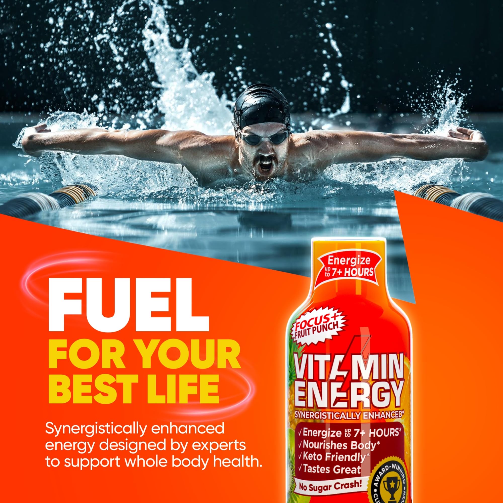 Vitamin Energy Focus+ Shot coq10-punch-fruits, soutien potentiel à la clarté et à l'endurance