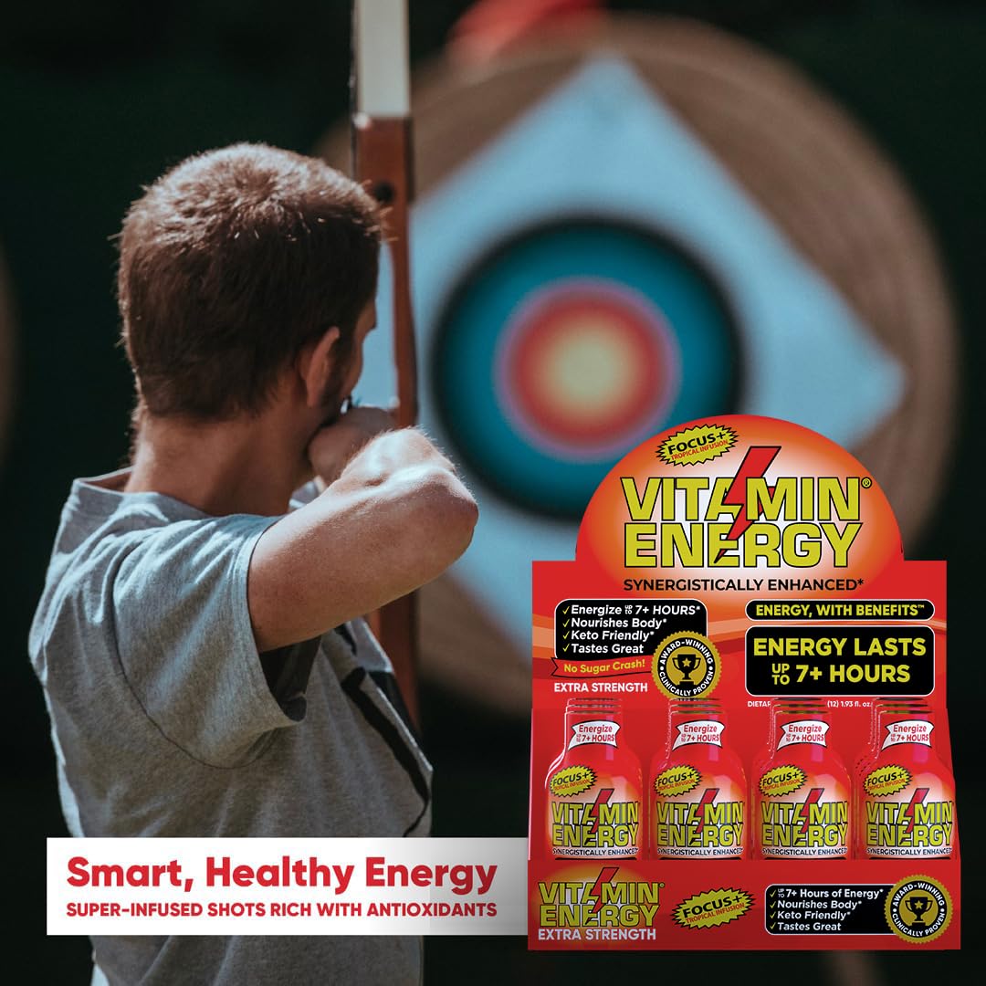 Vitamin Energy Shot: format pratique de 57 ml pour déplacements.
