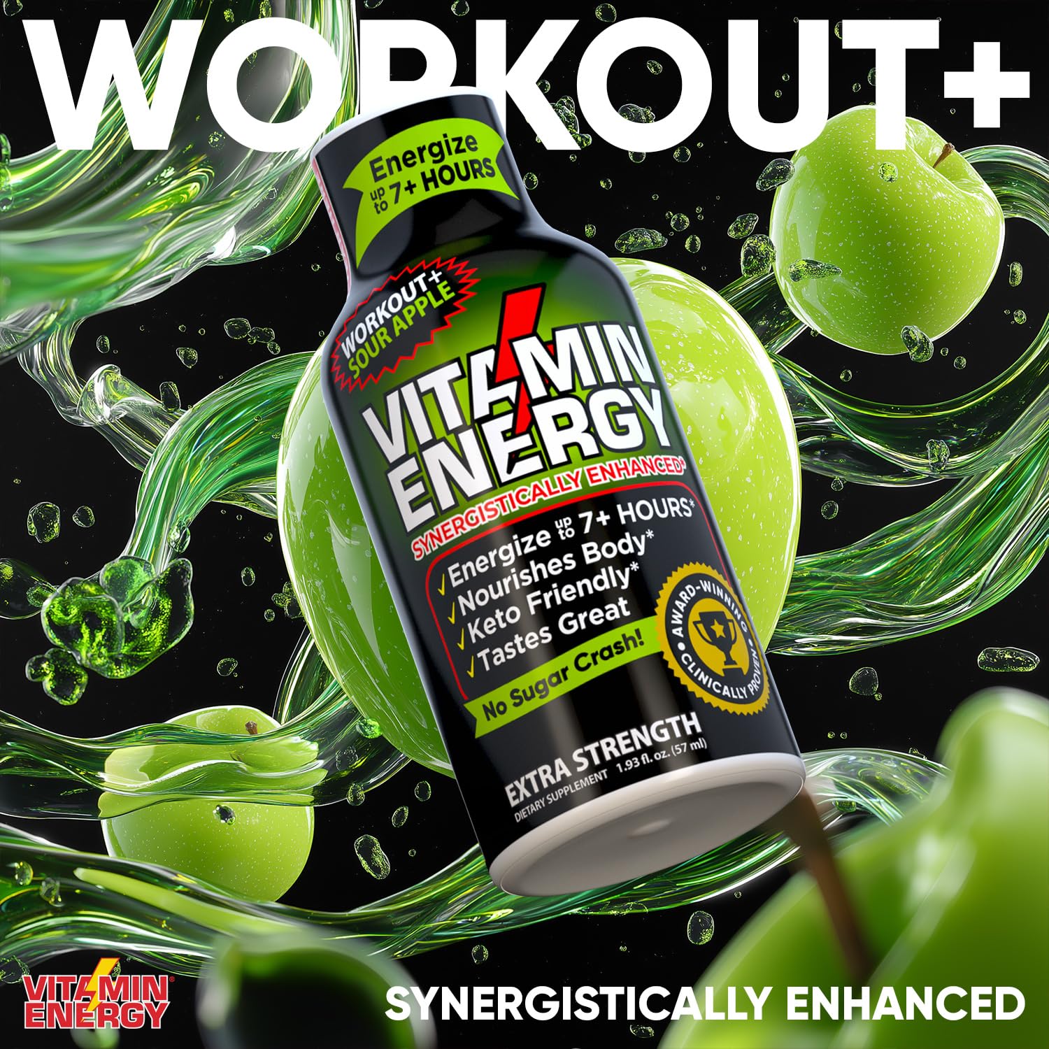 Boîte Vitamin Energy Workout+ contenant 48 portions prêtes à l’emploi.