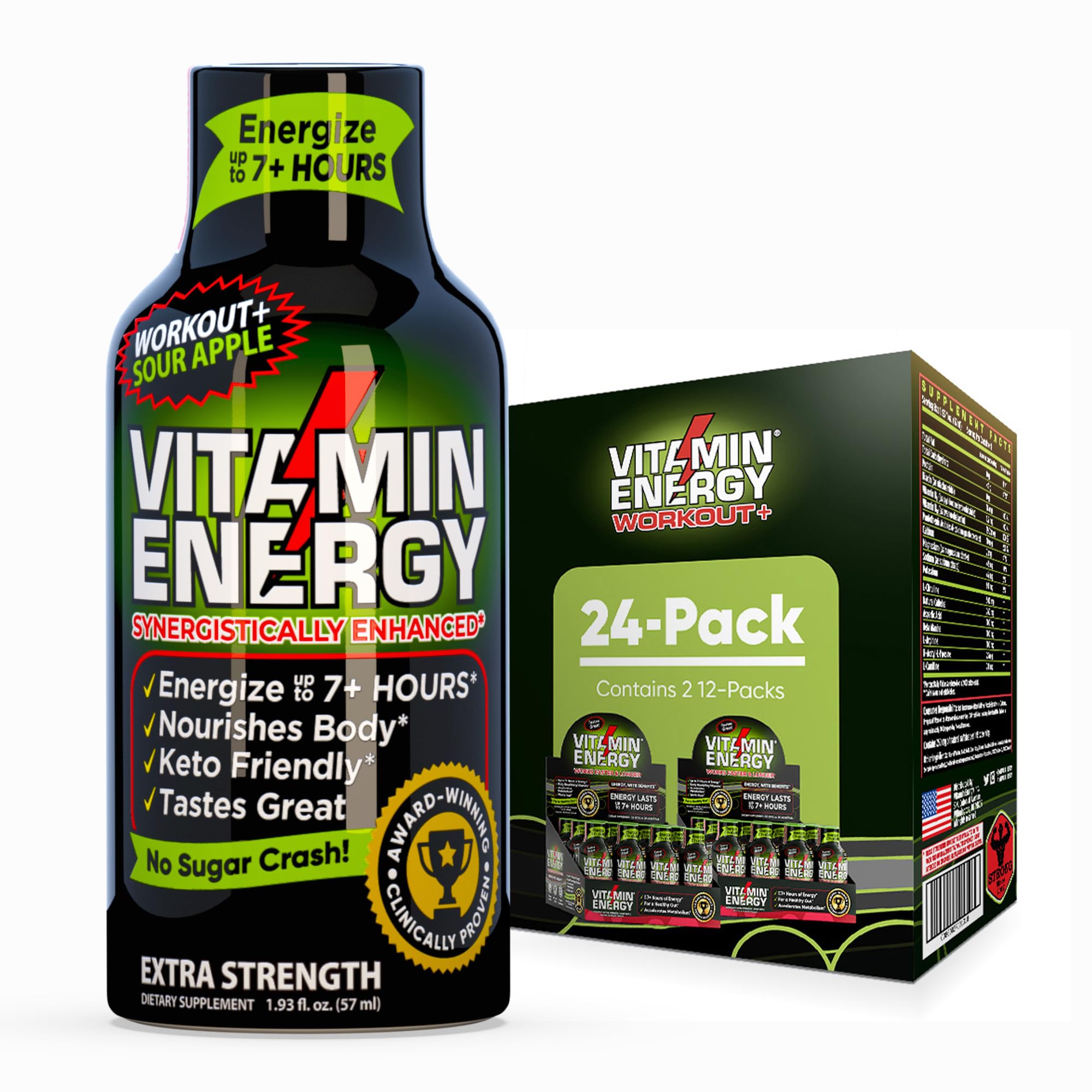 Vitamin Energy Workout+ bouteille de 57 ml prête pour l'entraînement, énergie rapide