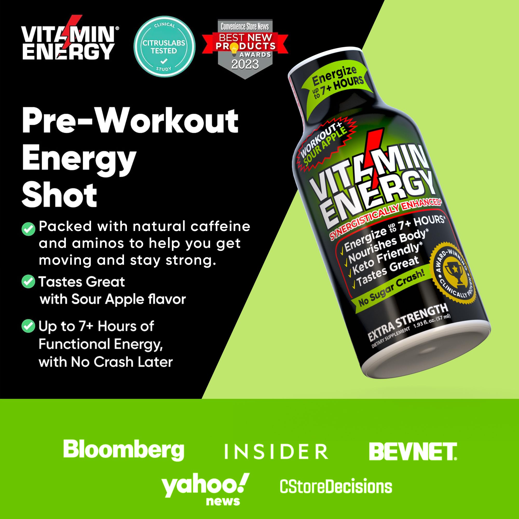 Sac de sport avec Vitamin Energy Workout+ pratique et sans réfrigération.