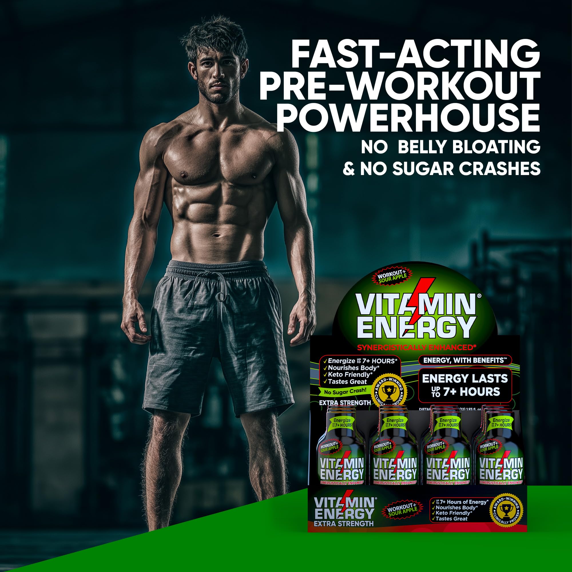 Vitamin Energy Workout+ emballage compacte pratique pour gym et déplacement