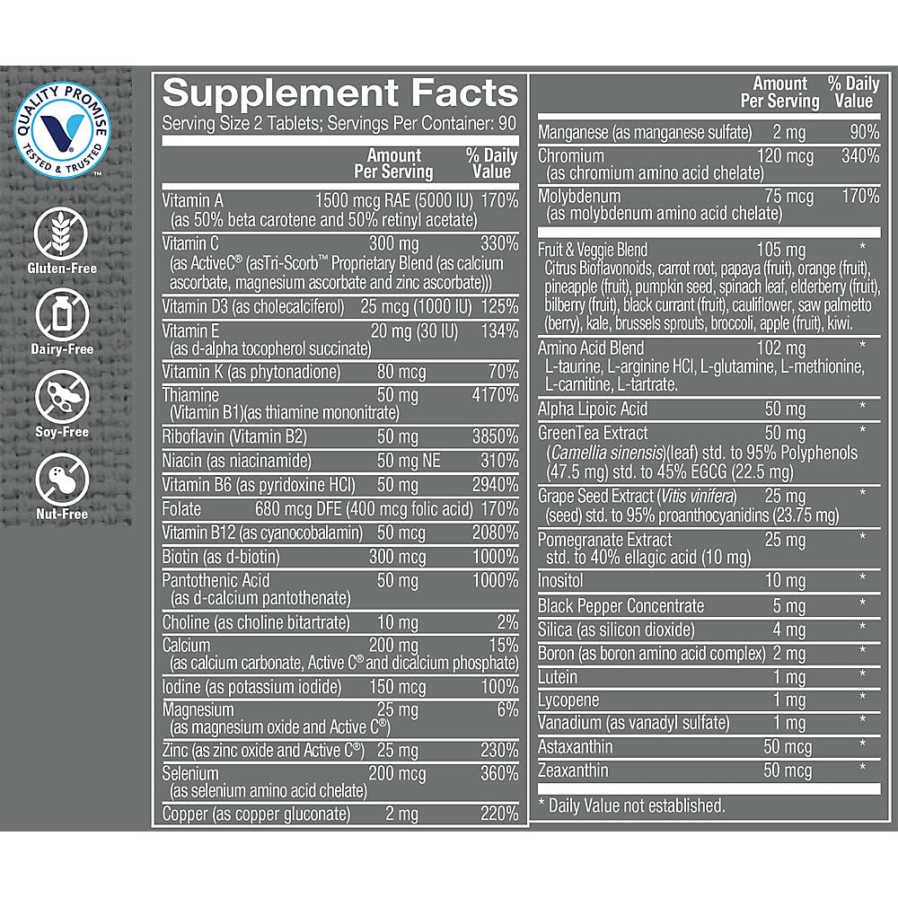 Etiquette claire du The Vitamin Shoppe Ultimate Man Multivitamin.