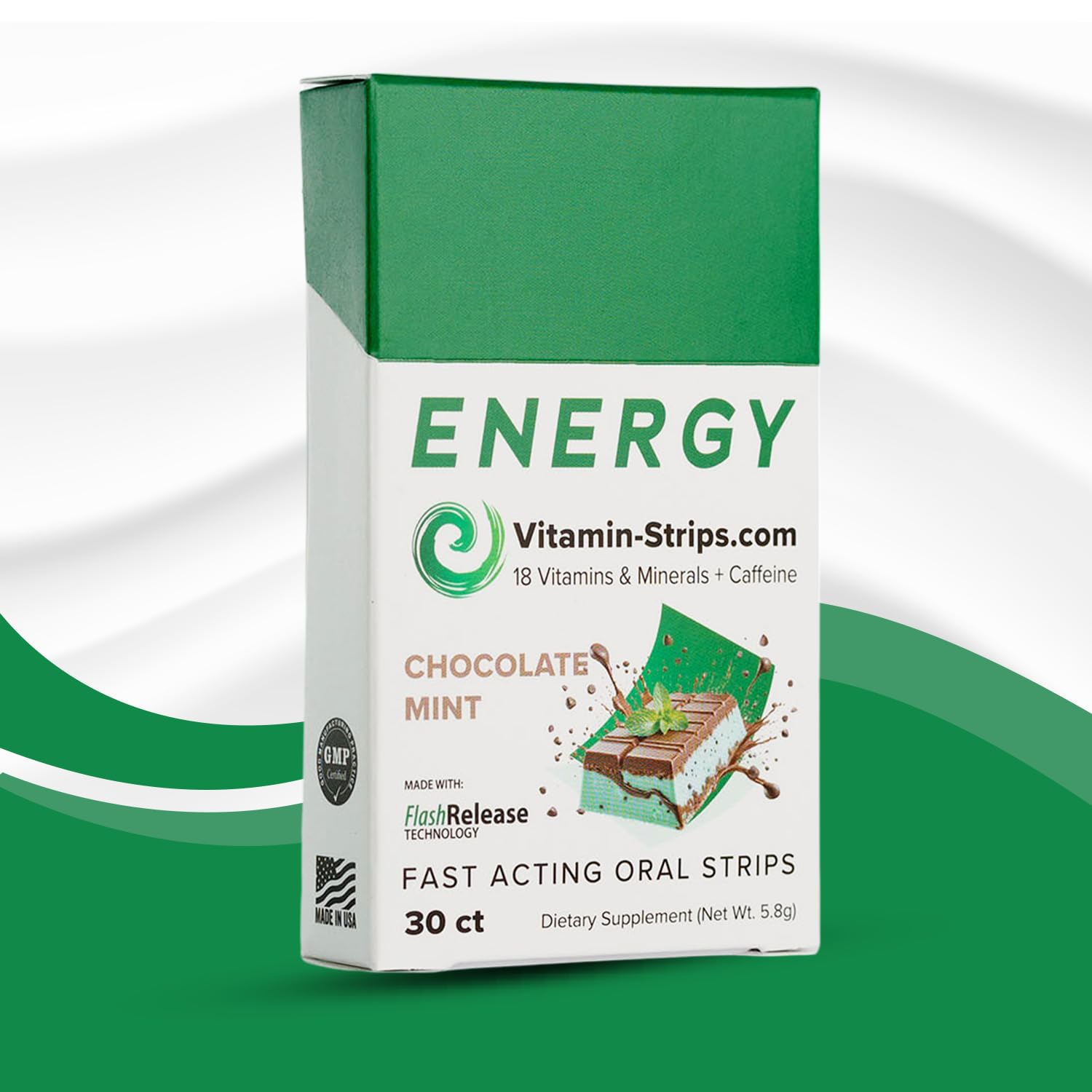 Vitamin-Strips Peak Performance bande menthe-chocolat, énergie rapide et rafraîchissante