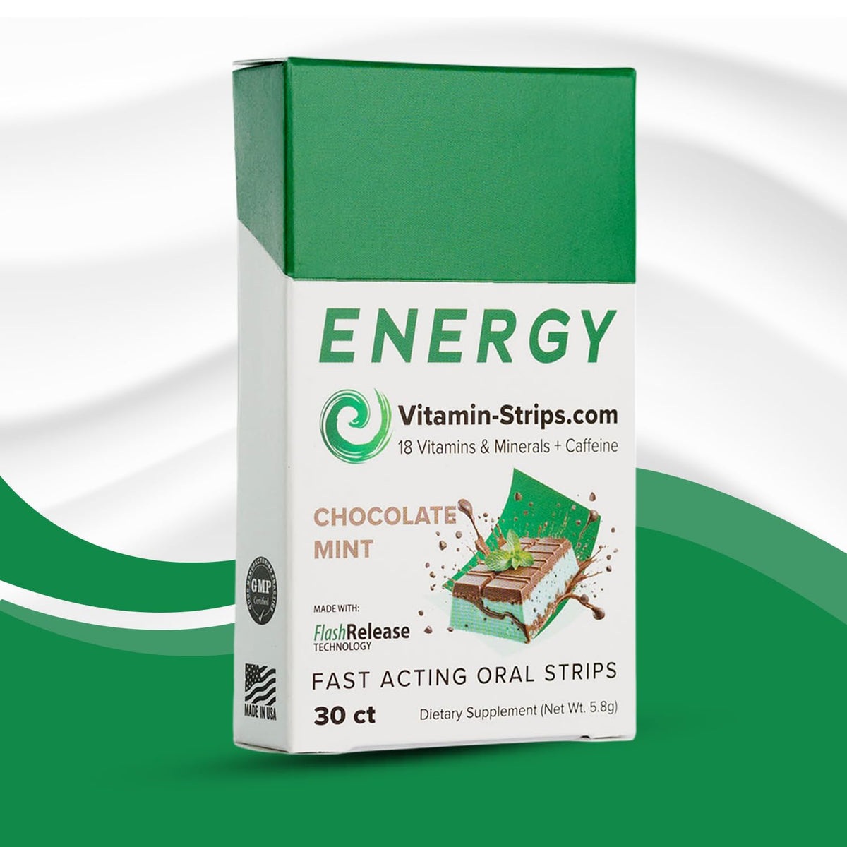 Vitamin-Strips Peak Performance bande menthe-chocolat, énergie rapide et rafraîchissante