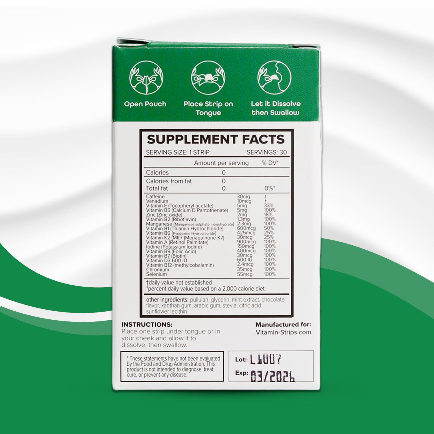 Vitamin-Strips Peak Performance boîte flip-top, praticité en déplacement