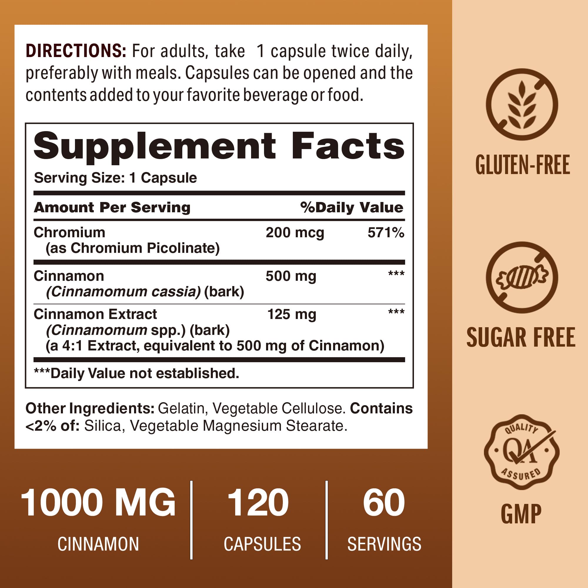Vitamin World Cannelle Chrome – gélules: intégration facile dans une boisson.