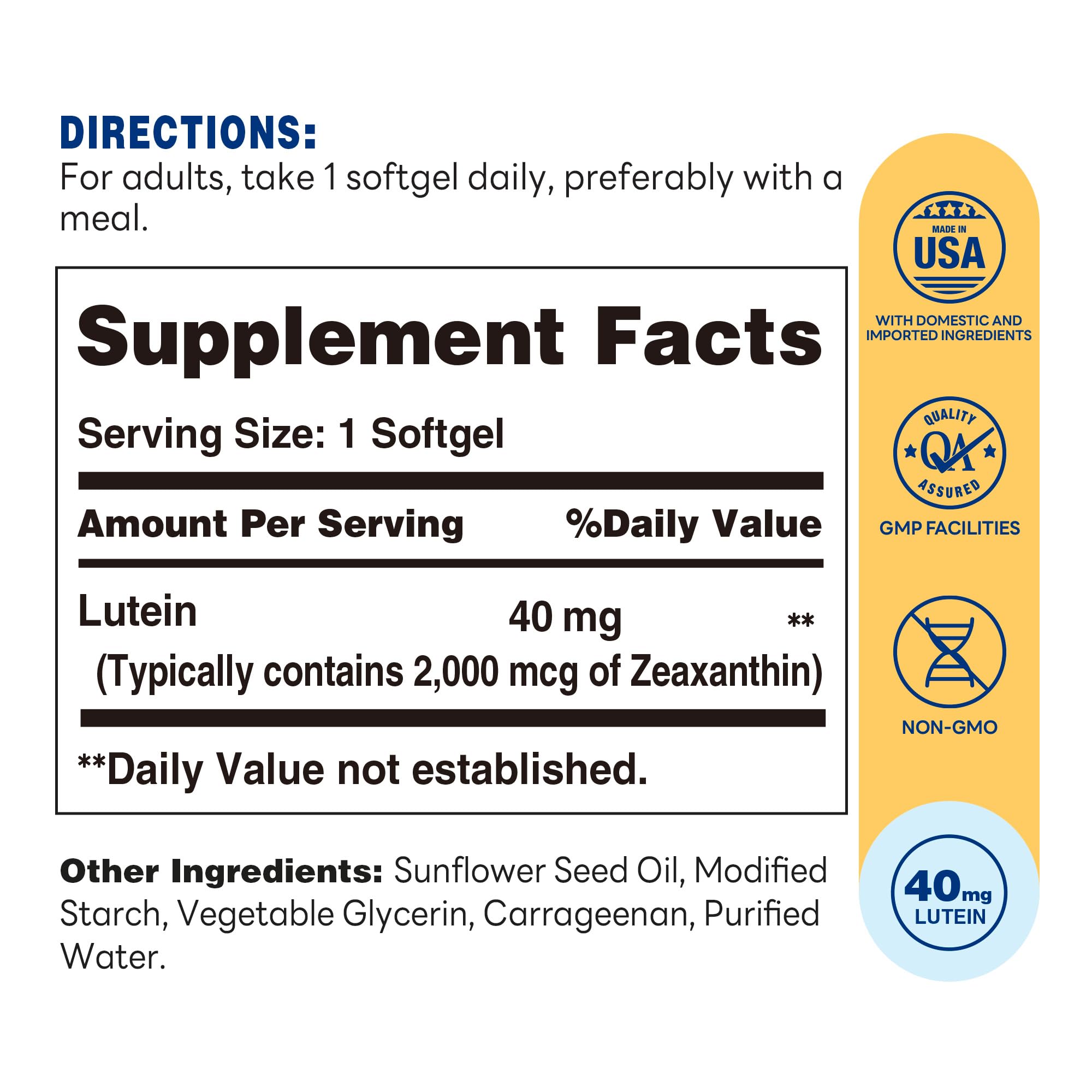 Vitamin World Gélules Lutéine-Zéaxanthine, format végétalien facile à intégrer au quotidien.