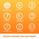 Vitamin World Colon Cleanse – étiquette lisible, guide d’utilisation pour routine digestive quotidienne.