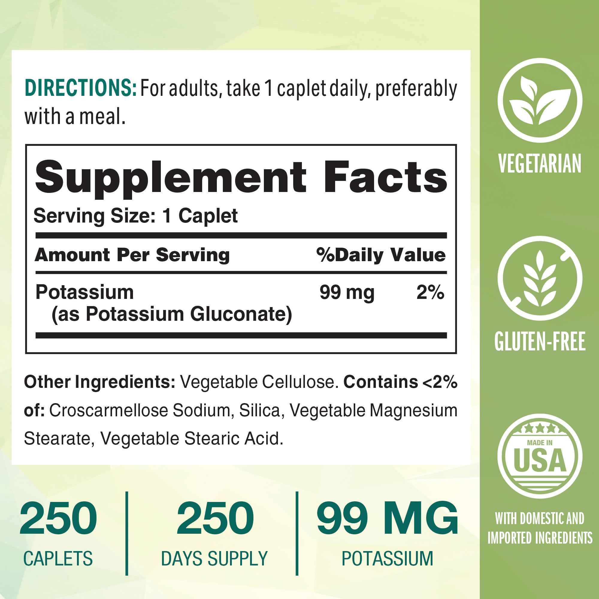 Vitamin World potassium 99 mg comprimés premier plan, facile à intégrer à la routine