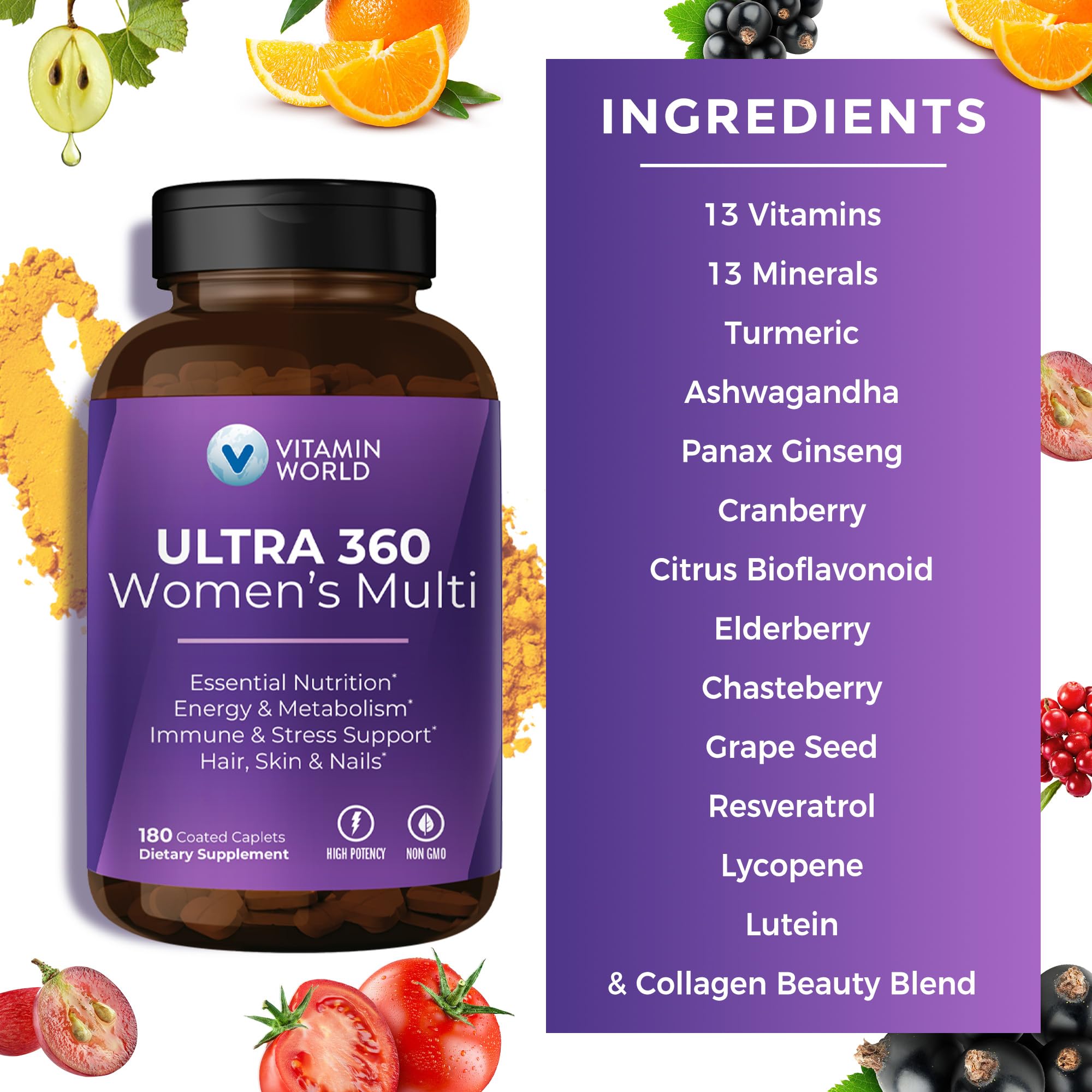 Vitamin World Ultra 360 collagène beauté blend pour cheveux et peau
