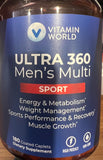 Vitamin World Ultra 360 Homme Multi Sport – bouteille, soutien énergétique potentiel pour l’entraînement.