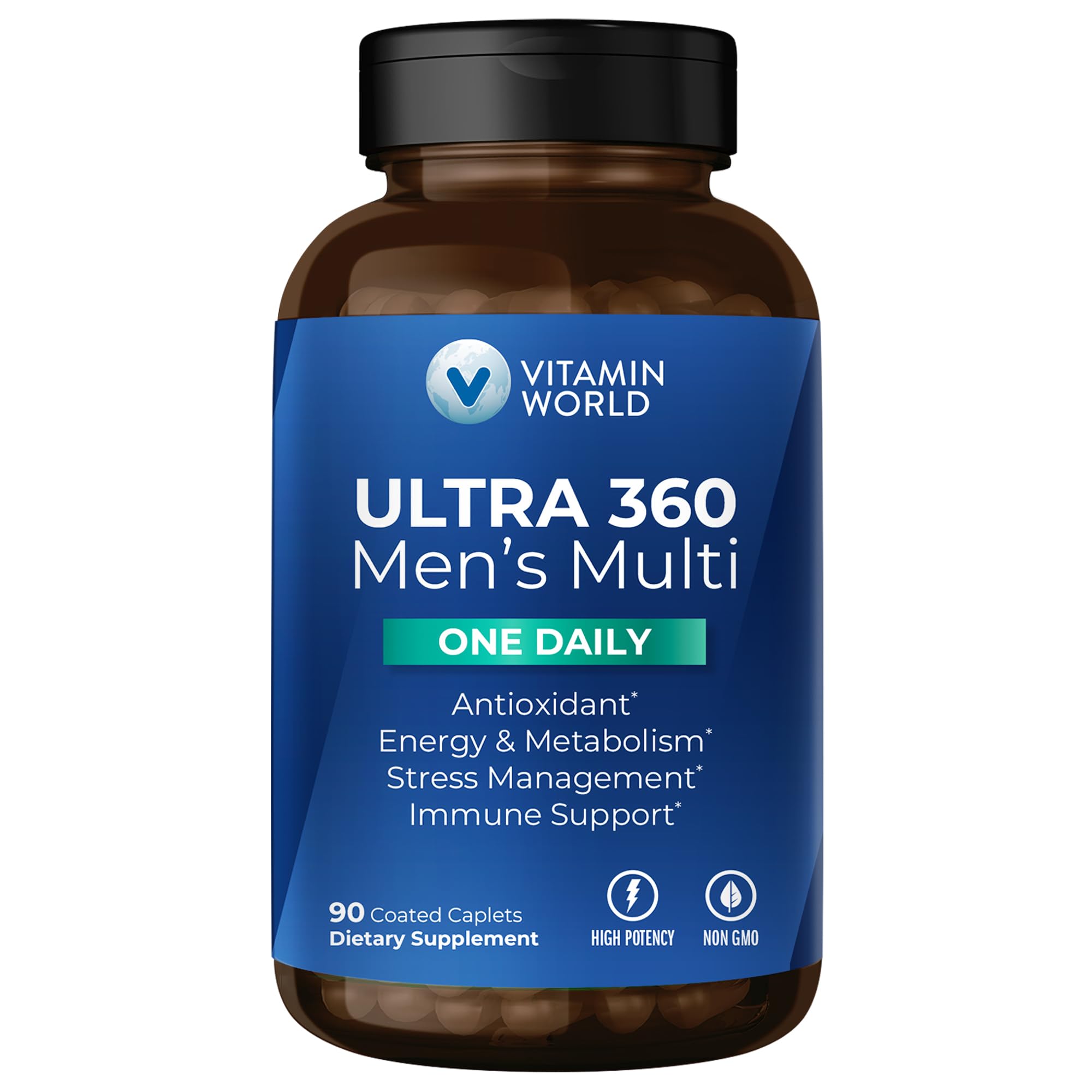 Vitamin World Ultra 360 pour hommes, bouteille prête à l’emploi et énergie potentielle.