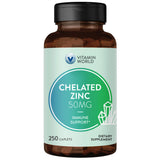 Vitamin World Zinc Chelaté 50 mg – bouteille de gélules, facile à intégrer à votre routine