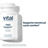 Vital Nutrients PMS Support renferme vitamine B6 et formule végan sans OGM.