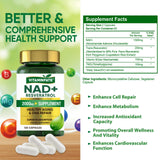 Vitaminfate NAD+ dose quotidienne: deux capsules faciles à intégrer à votre routine matinale.