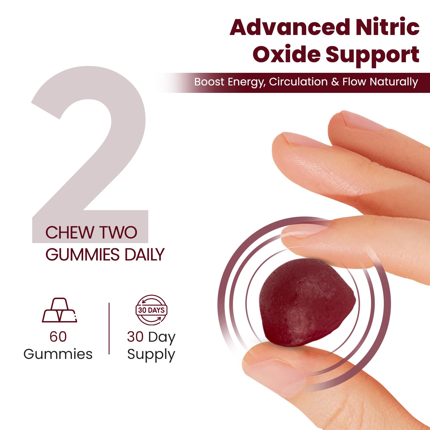 Ingrédients L-arginine et L-citrulline dans les gommes Vitamized pour la circulation.