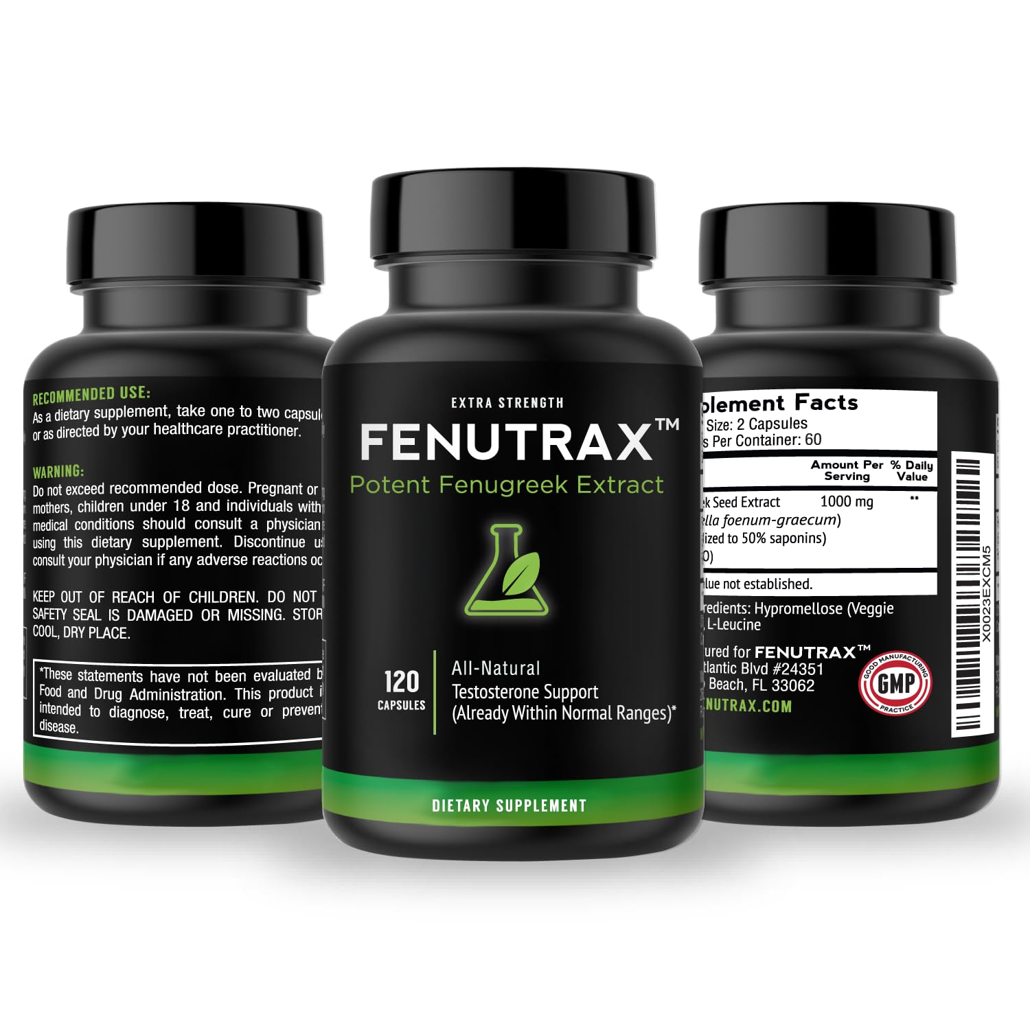 Emballage VitaMonk FenuTrax avec informations et sécurité.