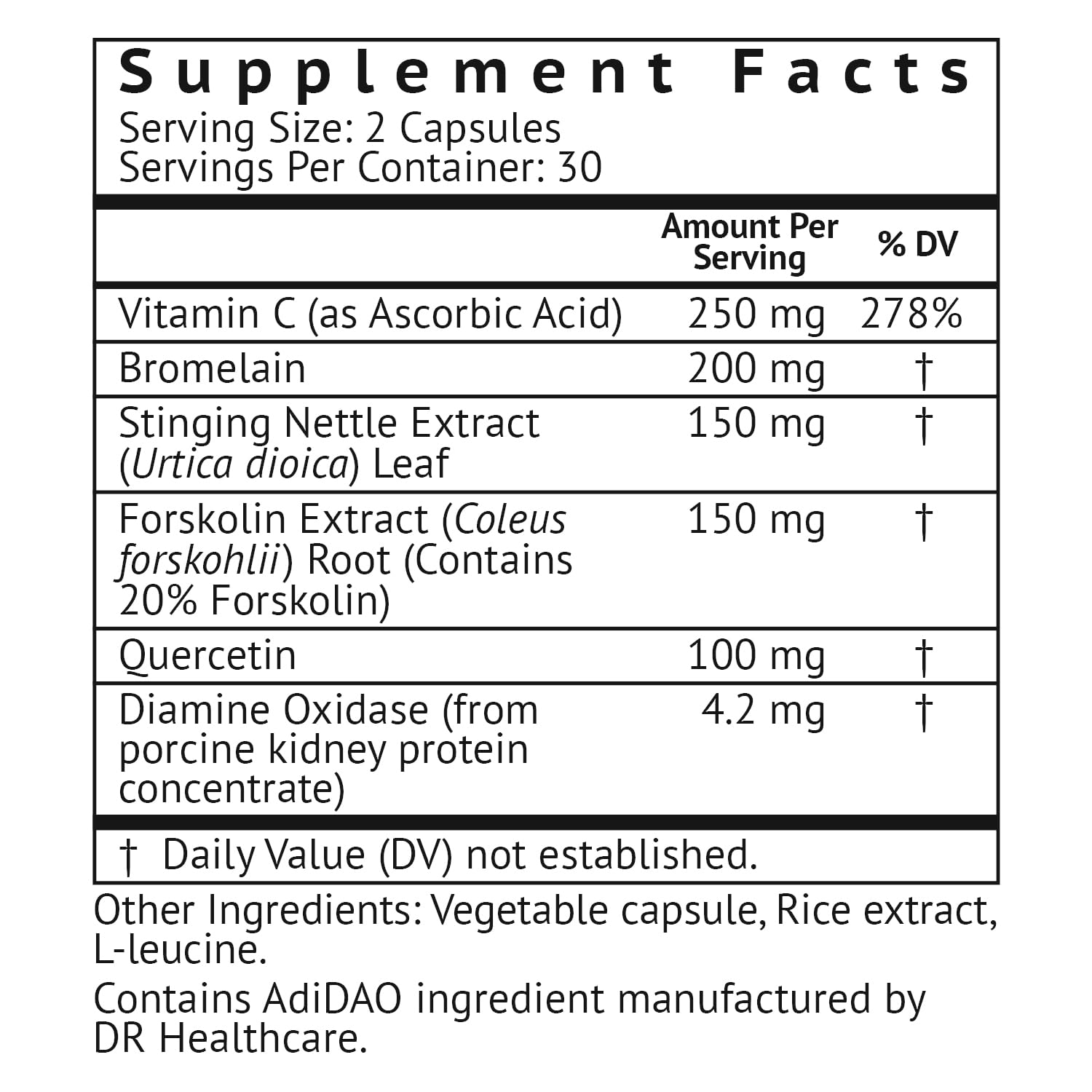 VitaMonk HistaResist: capsules DAO visibles pour une prise quotidienne pratique.