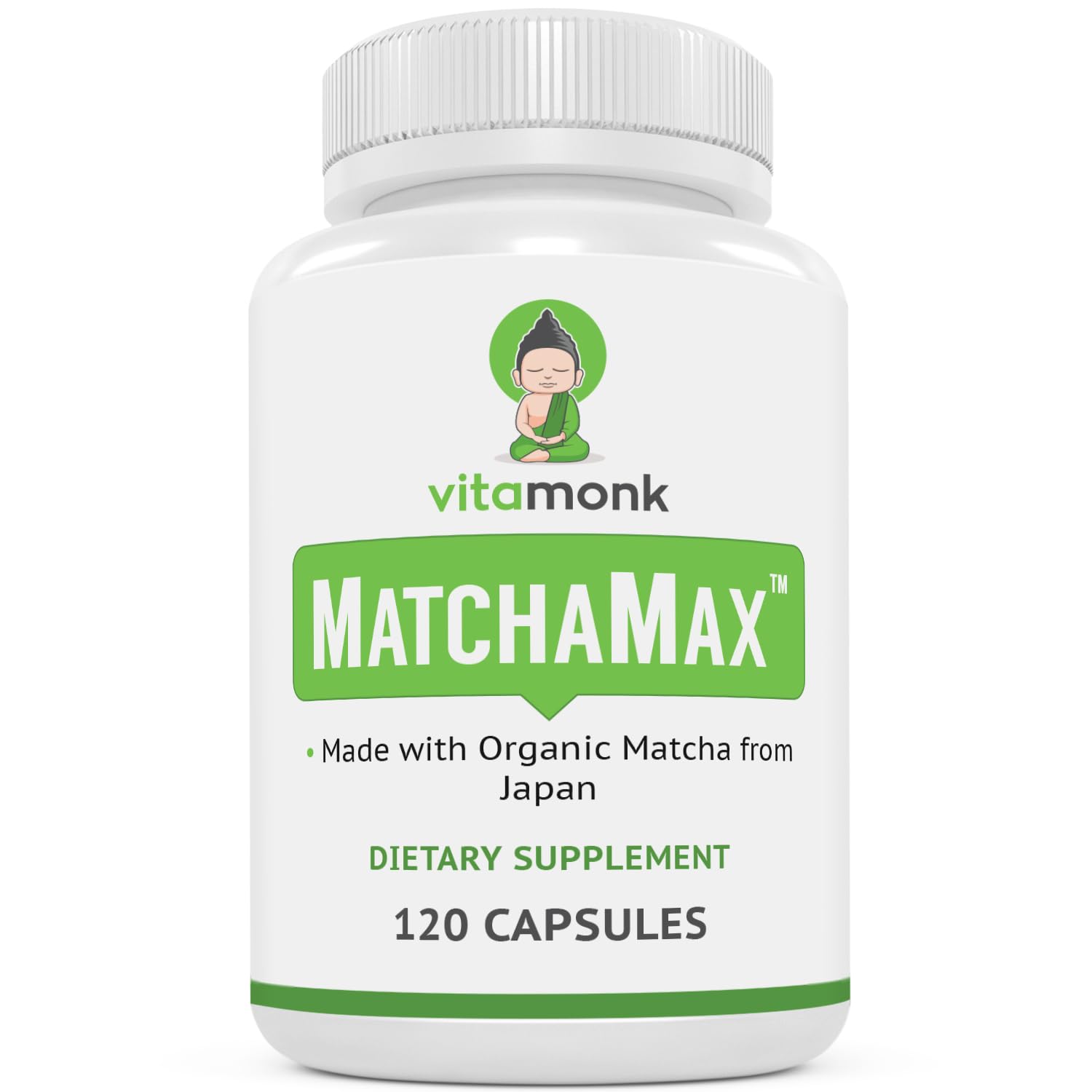 VitaMonk MATCHAMAX : bouteille gelules bio pour énergie naturelle durable.