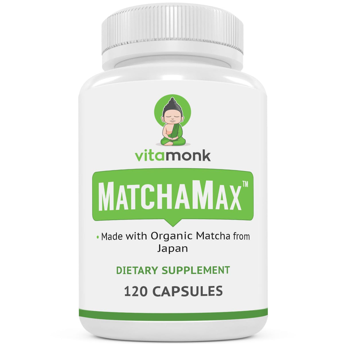 VitaMonk MATCHAMAX : bouteille gelules bio pour énergie naturelle durable.